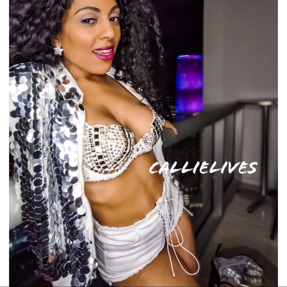 Stasia Laced: White Super Stretchy Booty Shorts - Picture 4 of 8